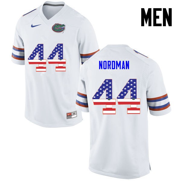 Florida Gators Men #44 Tucker Nordman College Football Jersey USA Flag Fashion White